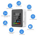 Tester multifunctional digital pentru calitatea aerului, CO2, HCHO, TVOC, temperatura si umiditate, 5 in 1, culoare alb